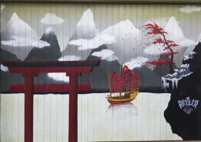 Japanische Küste Landschaftsbild auf Garagentor